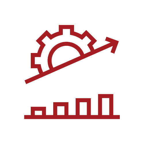 GIF de gráficas subiendo y engranaje - Calidad, eficiencia y compromiso