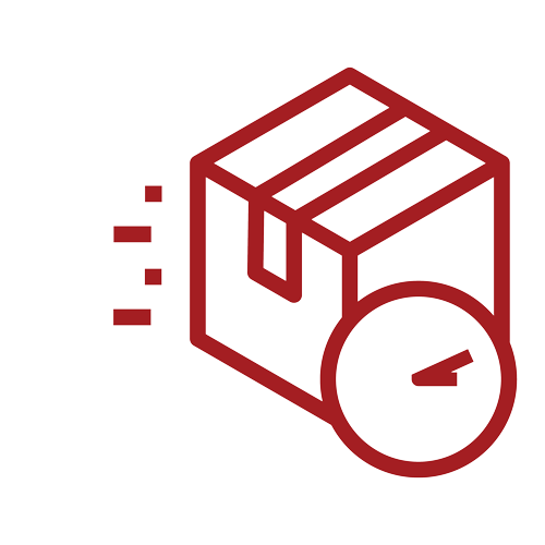 GIF de caja de entrega y reloj para Compromiso con los tiempos de entrega.